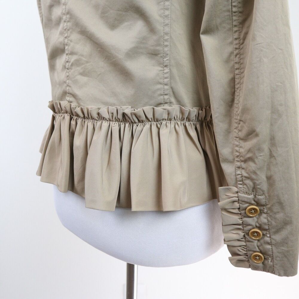 J Crew Size 0 Ruffle Chino Jacket Tan Ridge Khaki Tan G7578 *as is* - Picture 7 of 12